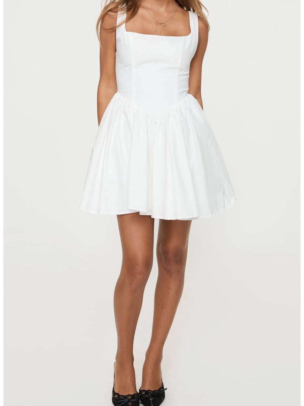 Princess Polly White Square Neck Mini Dress